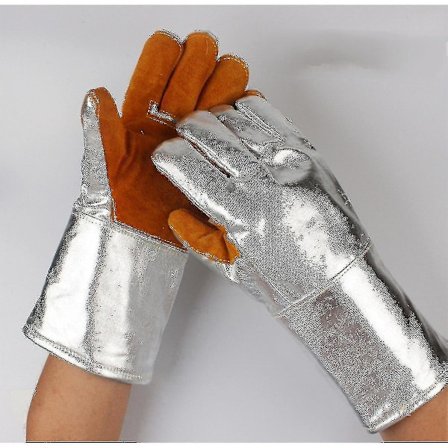 Højtemperaturbestandige Handsker 1000 Grader Brandsikre Anti-skoldning Varmeisolering Smeltende Aluminiumfolie Fem-finger Ovn Mikrobølgeovn Hao
