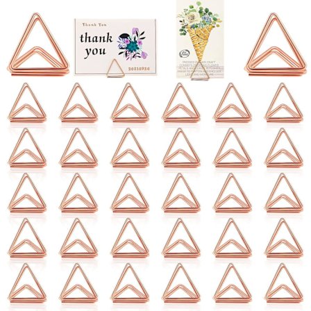 24 stk. bordkortholder til bryllup, bordnummerholder, trekantformet bordkortholder, fotoholder, standklemme