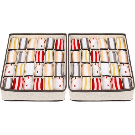 24 lokeron alusvaatteiden ja sukkien säilytyslaatikko, kokoontaitettava lokerikko laatikon jakaja, kaapin säilytyslaatikko alushousuille, sukille, 