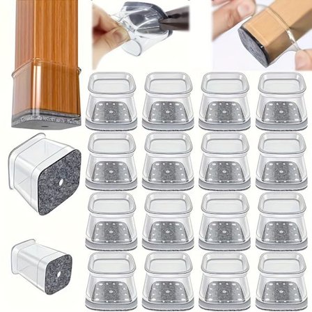 36 stk Kvadratiske Stolbensgulvbeskyttere, Møbelfiltputer for Hardtre Gulv, Stolbensmøbelglidere, Stolgulv