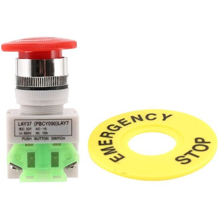 AC 660V 10A Nødstop-tryk 1NO 1NC DPST Rød svampehat