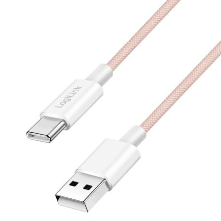 USB-C till USB-A-kabel - Logilink - CU0325 - 1,5 m - Rosa - Dataöverföring upp till 480 Mbit/s - Snabbladdning 60 W