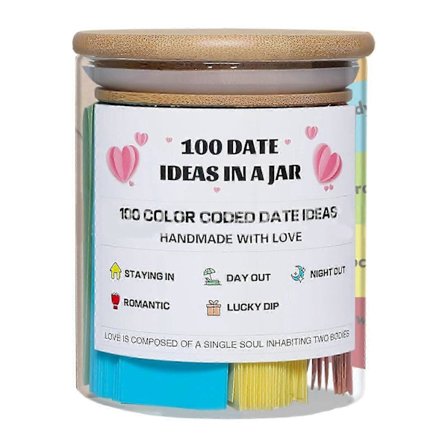100 Date Idéer i En Krukke Bærbar Bryllupsgave til Jubilæumselskere Par (LGL)