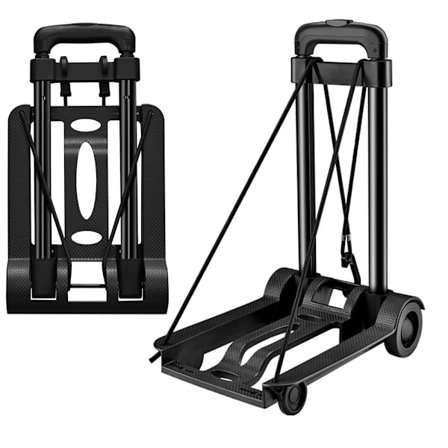 Kokoontaitettava kevyt kannettava kärry, kokoontaitettava kärry joustavalla narulla, kompakti hyötykärry 40 kg / 90 lb:n raskaalla 2 pyörällä