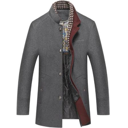 Slim Fit Vinter Varm Kort Yllerock För Män Grey M