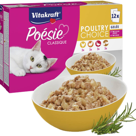 Vitakraft - Classic Poetry Jelly 85 g x 12 - Katt - Kattefôr & kattemat - Våtfôr og våtmat - ZOO.no