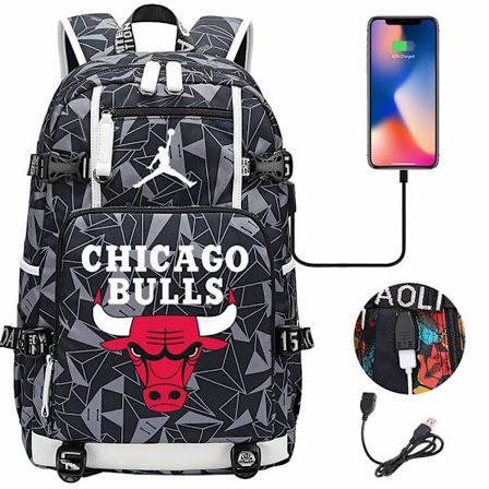 USB-studenter skolväska med stor kapacitet Bull-tryckt 4