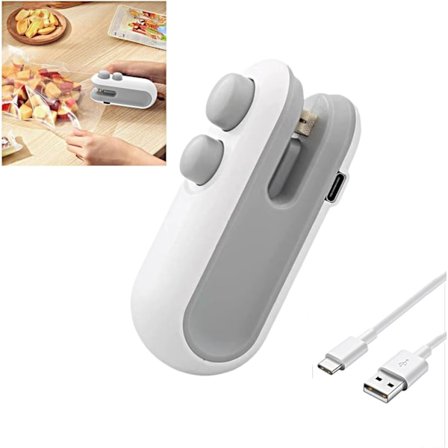 Mini Väskaförslutare, USB-C Laddningsbar Väskaförslutare, 2 i 1 Väskaförslutare Värmeförsegling med Klippare och Magnet, Mini Väska 