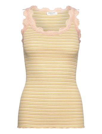 Silk Top W/ Lace T-shirts & Tops Sleeveless Multi/mønstret Rosemunde*Betinget Tilbud
