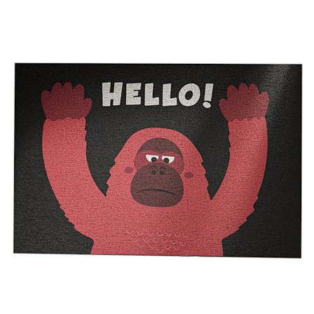 Dørmåtter til Entré, der kan Klippes, Smudsafvisende Løkkemåtte, Skridsikker Vaskbar Måtte til Hjemmet, Sjov Rød Orangutang