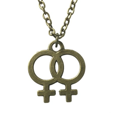 Necklace - Double Female Symbol - Pride - Bronze