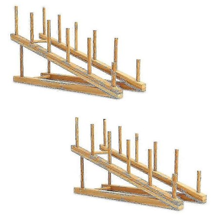 2 stk. Tallerkenstativ i tre, bambus, stativ for tallerkener, lokkholder for gryter, oppvaskstativ, kjøkkenskap, Org