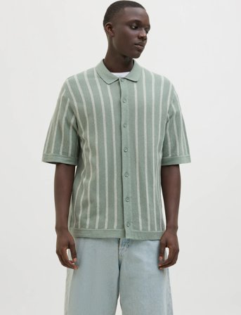 Jack & Jones Jjemil Knit Striped Shirt Ss - Green - XXL