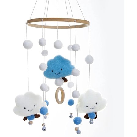 Molnformade vindspel i plysch för spjälsäng, dekoration för barnrum