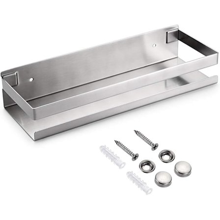 Ruostumattomasta teräksestä valmistettu kylpyhuoneen kulmahylly kylpyhuoneen tarvikkeille - Seinähylly keittiöön, kylpyhuoneeseen, olohuoneeseen, 