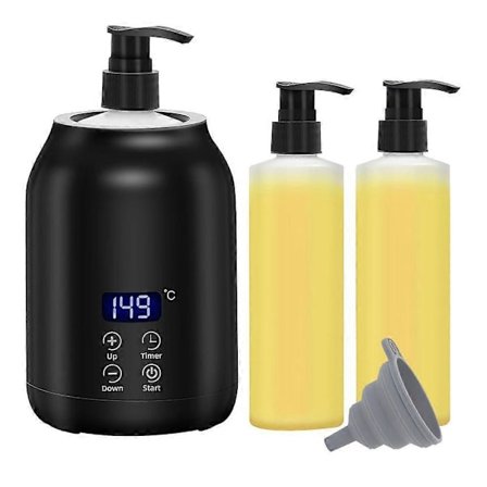 Massasjeoljevarmer, elektrisk massasjeolje digital varmer med to oljeflasker, bærbar lotionvarmer