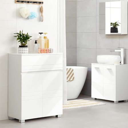 Kylpyhuonekaappi laatikolla ja kaksilla ovilla – Valkoinen