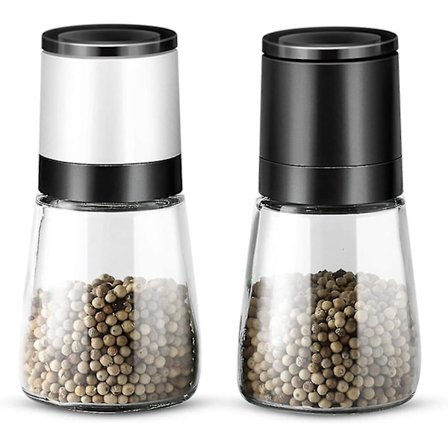 Manuel Saltkværn, 2 Dele Manuel Saltkværn Peberkværn Keramisk Kværn Krydderier Til Perfektion Med Justerbar Grovhed Nem At Fylde Og Bruge (b