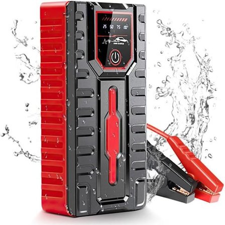 5000A 12V UltraSafe Lithium Bilbatteri Booster, USB-batterioplader og startkabler til benzinmotorer op til 6,0L og dieselmotorer op til 4,0L