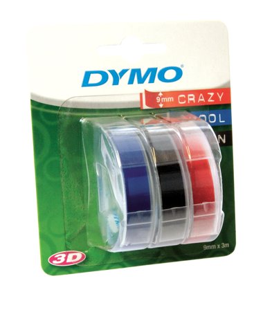 DYMO 3D Tape / 9mm x 3m / White Text / 3 Color Tape