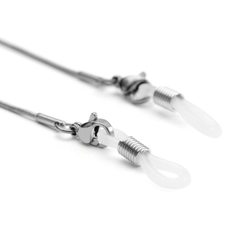 Silver-Tone Stainless Steel Snake Sunglasses Chain for Men - Glasses Straps