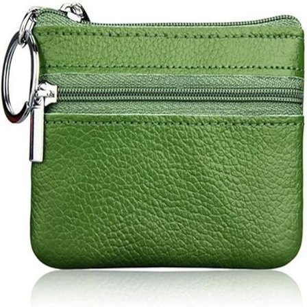Dame Mini Myntbørs Lommebok Ekte Skinn Glidelås Pung med Nøkkelring