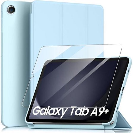 Coque + Tempered Glass - E.F.Connection - til Samsung Galaxy Tab A9+ - Slim Stødabsorberende - Blå