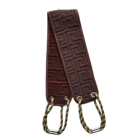 Kuoriva selänpesin, suihkukäyttöön, selänpesu, kahvalla, pehmeä suihku-kylpypesin, kaksipuolinen kuoriva pyyhe-kylpytyökalu (ruskea)