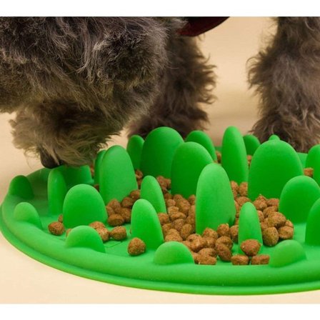 Fodermåtte til kæledyr til naturgummi hesteskoformede skåle, sikker sund silikonemåtte, stresslindring for hunde, ikke-giftig og harmløs, fremmer