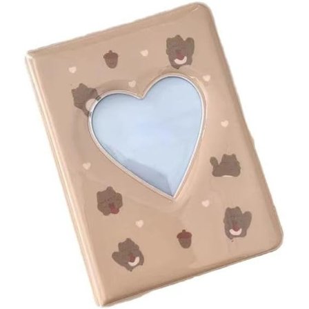 3 tums Mini Fotoalbum Fotokort Hållare Bok Mini Fotoalbum Fotokort ID Hållare Hjärta Ihålig Kortpärm 40 Fickor