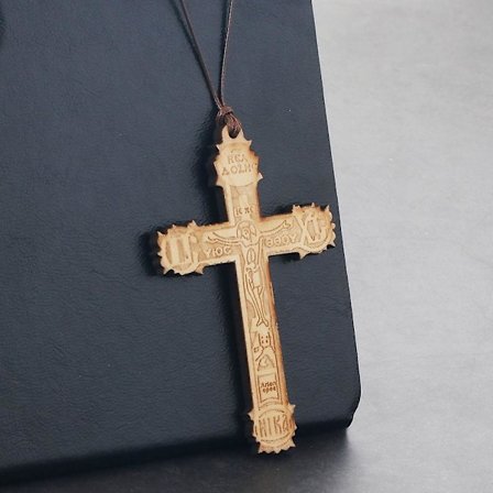 Stor træ religiøs ortodoks kors vedhæng halskæde mænd håndlavede reb kæder halskæde smykker far gaver bijoux NC167
