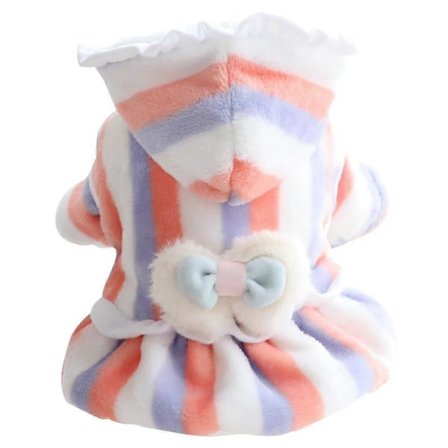 Regnbågsdjurkläder för hundpyjamasjacka kattjumpsuit mjuk sammet hundjumpsuit onesies fleece kattkläder lila-orange