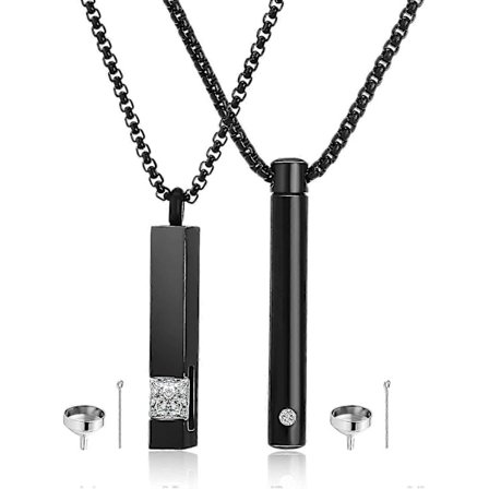 Stycken Urna Halsband För Aska Minnes Kremering Urna Halsband Rostfritt Stål Svart Silver Ton Bar Hänge Halsband Aska Minnessak Smycken