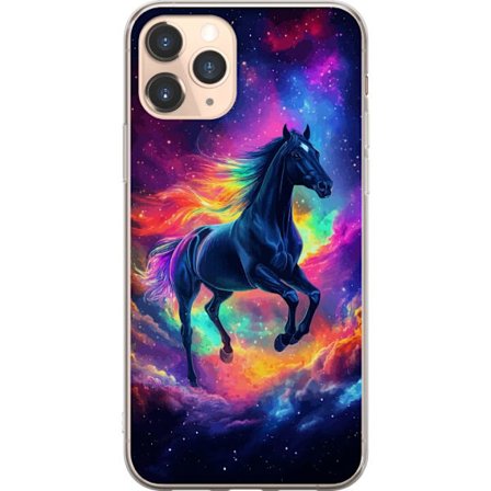 Kompatibelt Mobilskal till Apple Apple iPhone 11 Pro Färgstark galaxhäst med regnbågsmane i rymdmiljö, magisk fantasyillustration för barnrum, po