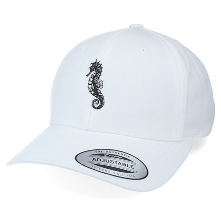 Iconic - Vit adjustable Keps - Summer Sea Horse White Curved Adjustable @ Hatstore