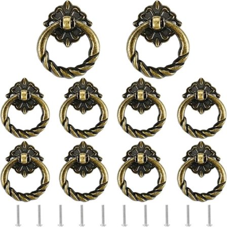 10 st Vintage Handtag Gamla Dörrskåpsknoppar, Mässing Vintage Dörrhandtag, för Byrå Låda Antikt Skåp med Skruvar