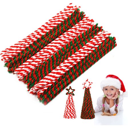 100 stk. julepiberensere, håndværkspiberensere, glitter chenille stængler, kreative kunst chenille stængler