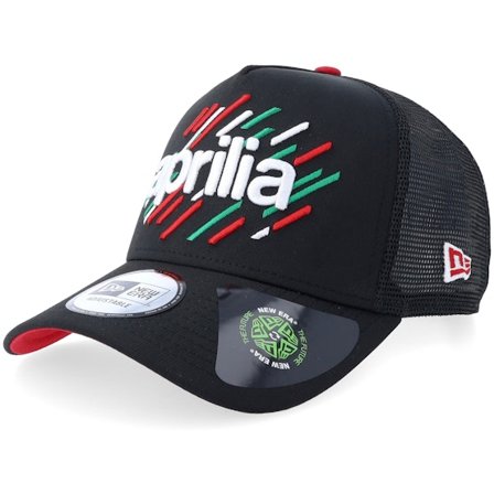 New Era - Motor Svart trucker Caps - Aprilia Print Black A-frame Trucker @ Hatstore