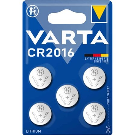 VARTA Lithium Coin knappcellsbatteri CR2016, 5-pack