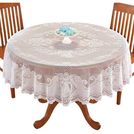 Rund Vintage Engel Blonde Dug til Rundt Bord Dug Hjem Fest Dekoration Openwork Mønster Dekoration