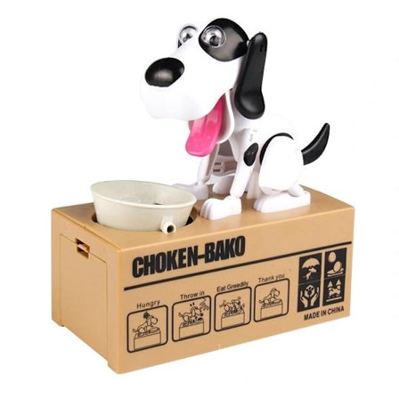 /EA/Kreativ elektrisk tegneserie pengeslukende hund sparegris for å spare sulten hund sparegris svart og hvit