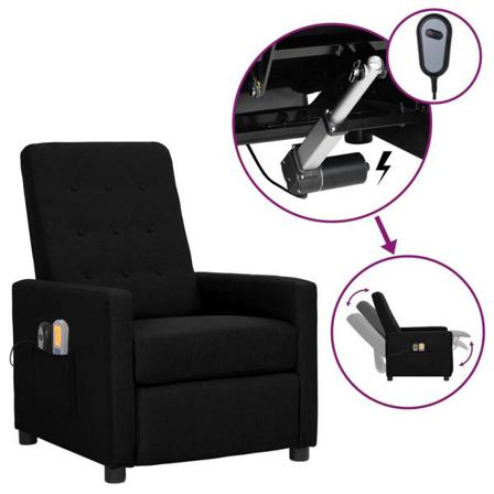 Vidaxl Elektrisk Massagefåtölj Svart Tyg Svart