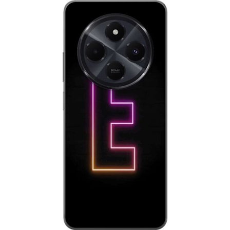 Kompatibel Mobilcover til Xiaomi Xiaomi Redmi A4 Minimalistisk neonbogstav E i lyse farver mod mørk baggrund i moderne og stilren design