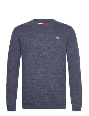 Tjm Slub Grindle Sweater Strikkegenser M. Rund Krage Blå Tommy Jeans