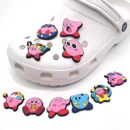 10 stk./sæt Kawaii Kirby-serie sko charms sko dekoration søde tegneserie sko charms til DIY Croc træsko sandaler armbånd dekoration tilbehør