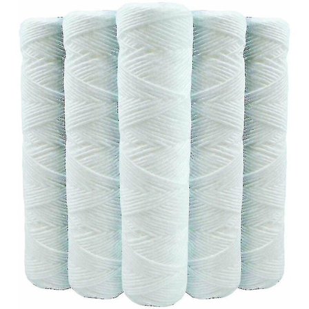 Sæt med 5 skyllede vandfilterpatroner Anti-sediment 9 tommer 3/4 - 20 Micron Kompatibel med 10 tommer filtre Fremstillet i Frankrig - Shlm