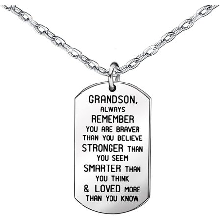 Halskæder Gave til barnebarn i rustfrit stål sølvfarvet hundetegn