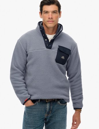 Superdry Fuji Fleece Half Zip - Grey - XXL