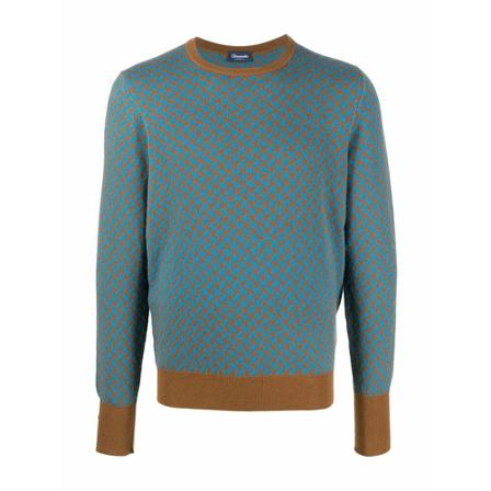 Drumohr Biscottino Crew-Neck Sweater Blå, Herre