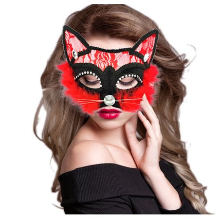 Maskeradmask Black Cat Lace Mask